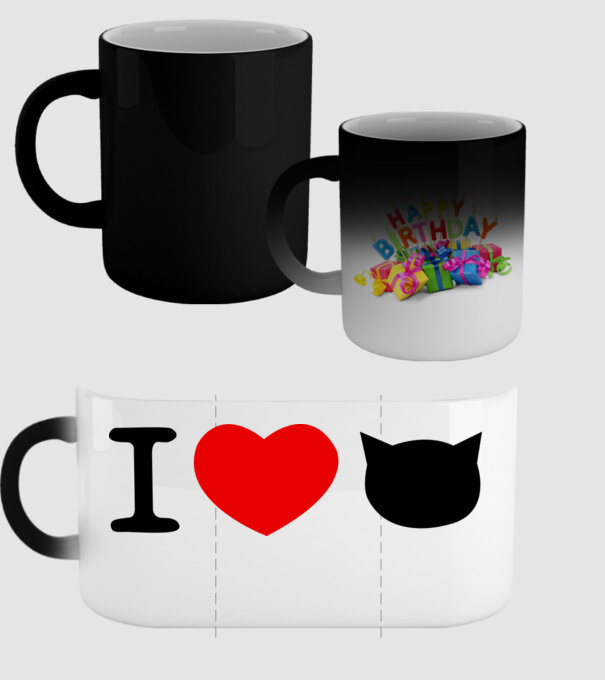 I love Pisică model negru pe tricou
