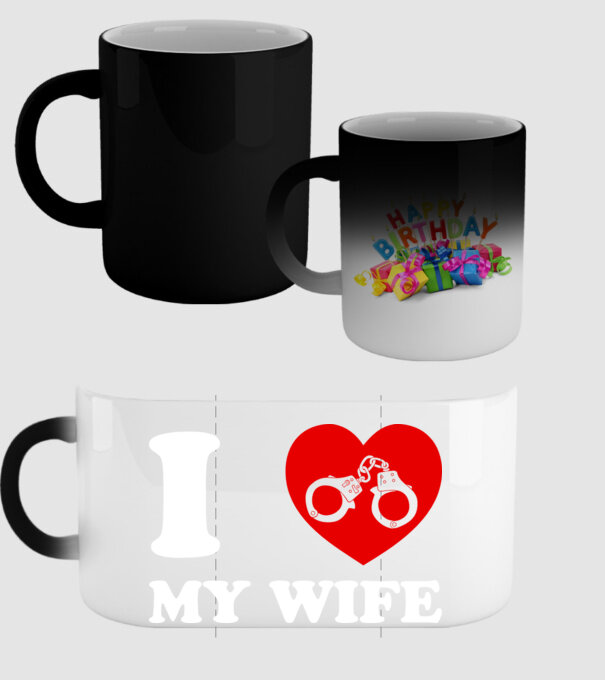 I love my wife model negru pe tricou