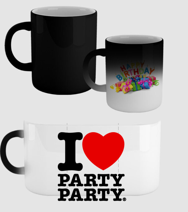 I love party party model negru pe tricou