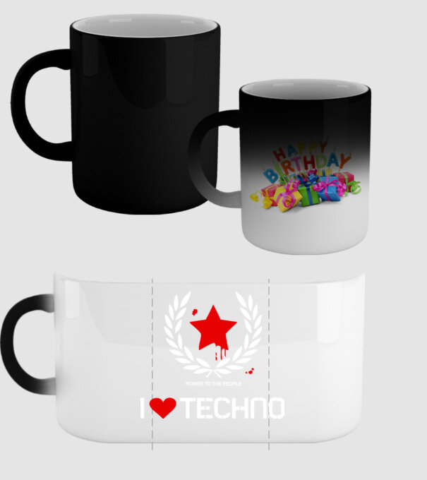 I love techno model negru pe tricou