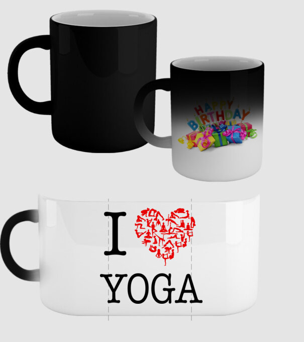 I LOVE YOGA model negru pe tricou