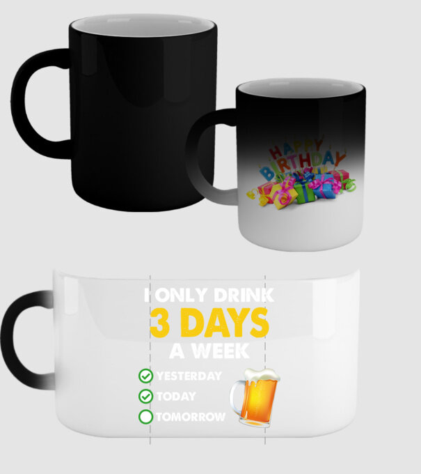 I only drink 3 days a week model negru pe tricou