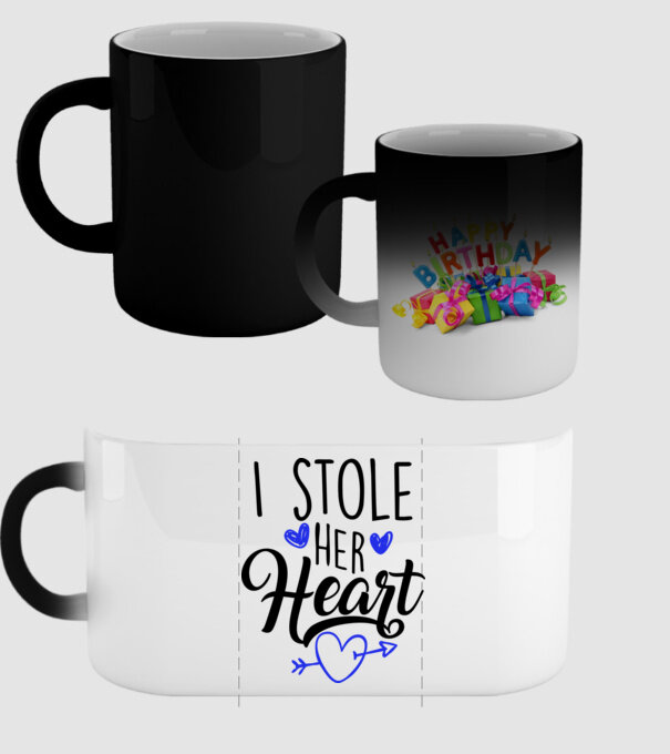 Cuplu I stole her heart model negru pe tricou