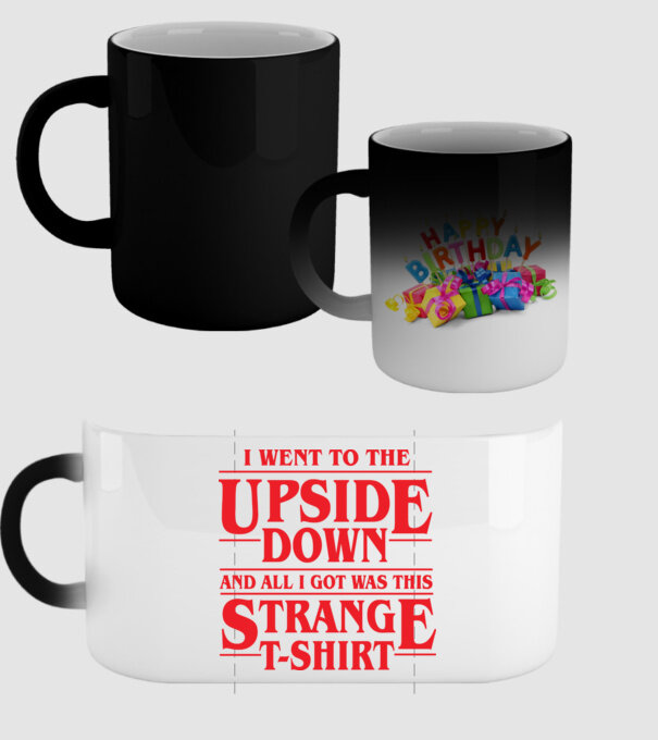i went to the upside down model negru pe tricou