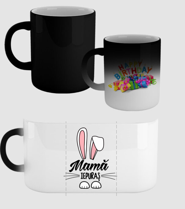 iepuraș mamă model negru pe tricou