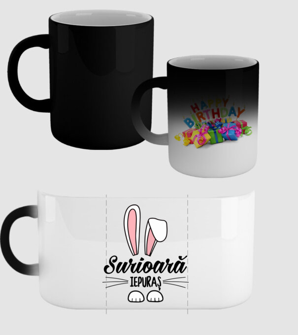 Iepuraș surioară model negru pe tricou