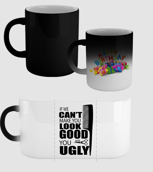 'If we can''t make you look good, YOU UGLY' model negru pe tricou