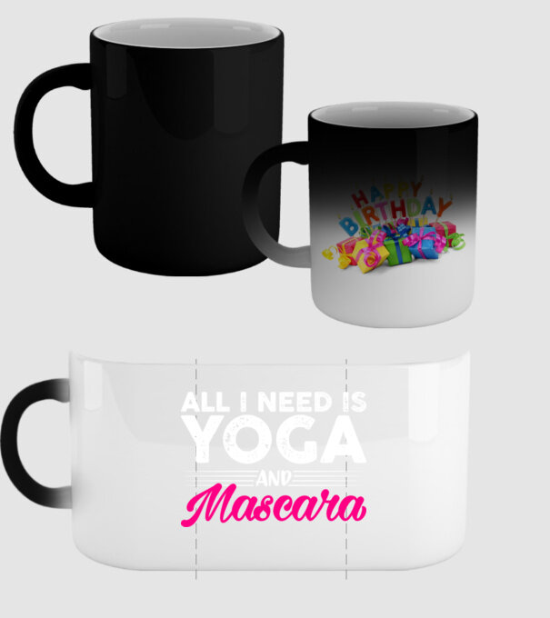 Yoga și mascara model negru pe tricou