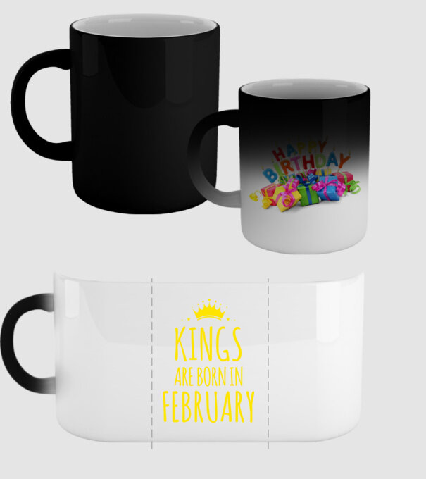 Kings are born in - February model negru pe tricou