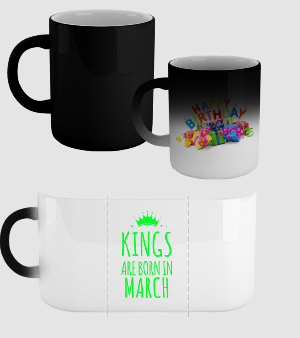 Kings are born in - March model negru pe tricou