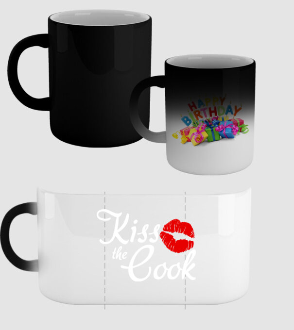 Kiss the cook model negru pe tricou
