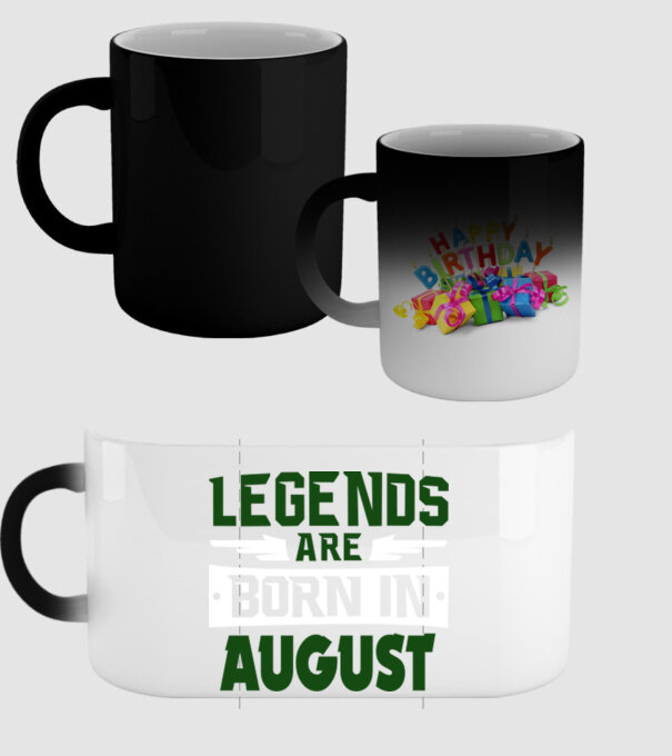 Legends are born in August model negru pe tricou