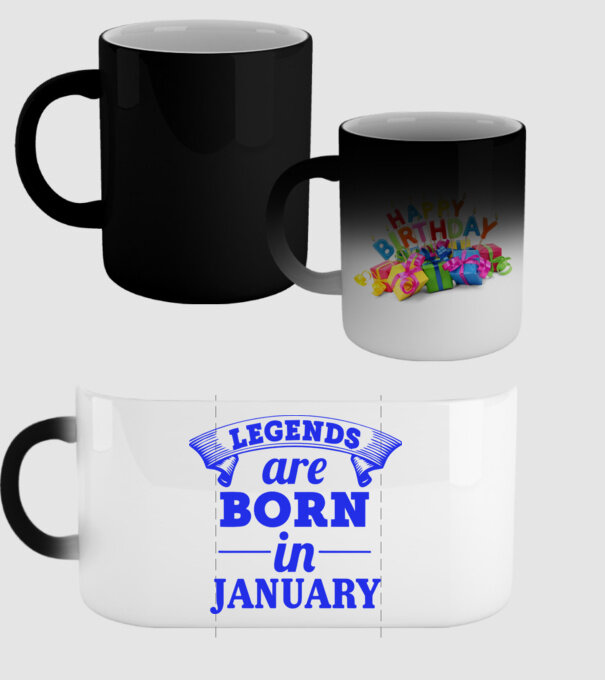 Legends are born in January model negru pe tricou