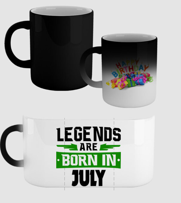 Legends are born in July model negru pe tricou