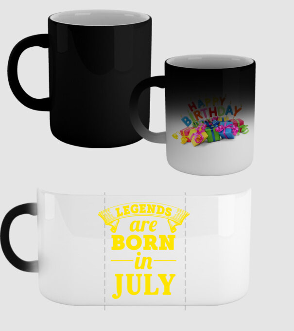 Legends are born in July model negru pe tricou