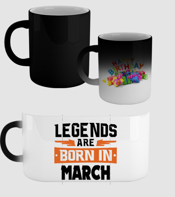 Legends are born in March model negru pe tricou
