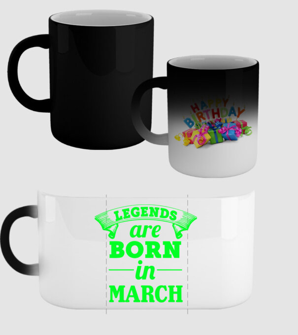 Legends are born in March model negru pe tricou