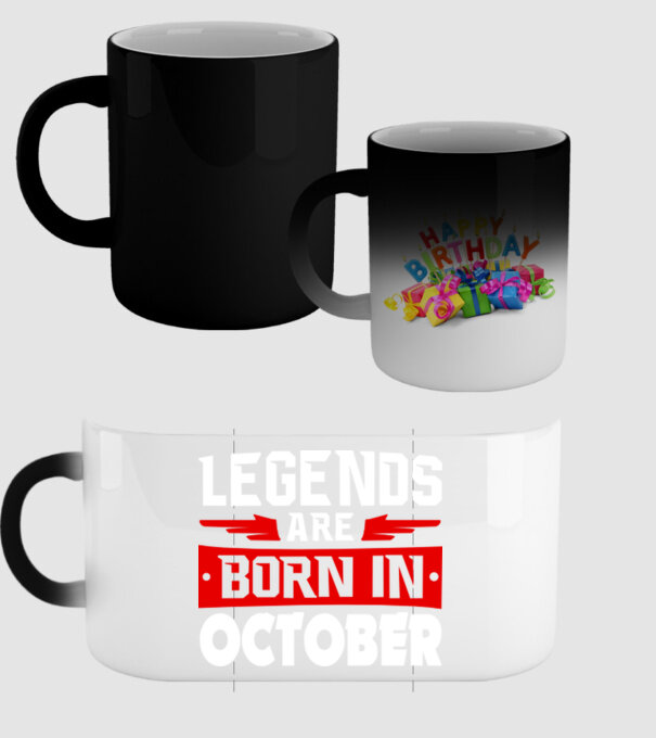 Legends are born in October model negru pe tricou