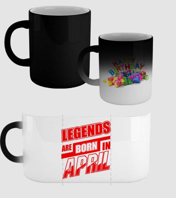 Legenda are born in April model negru pe tricou
