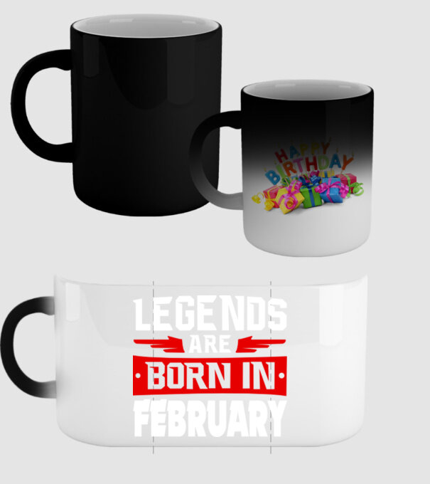 Legends are born in February model negru pe tricou