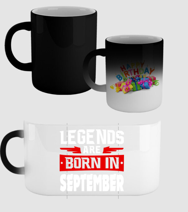 Legends are born in September model negru pe tricou