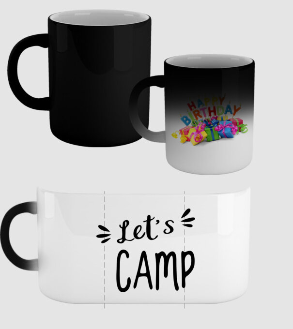 'Let''s camp' model negru pe tricou