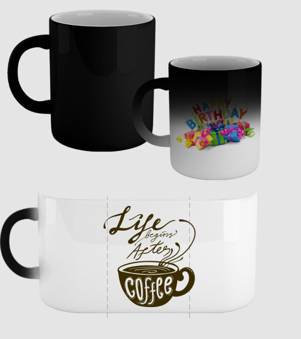 Life begins after coffee model negru pe tricou
