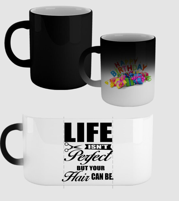 'Life isn''t perfect, but your hair can be' model negru pe tricou
