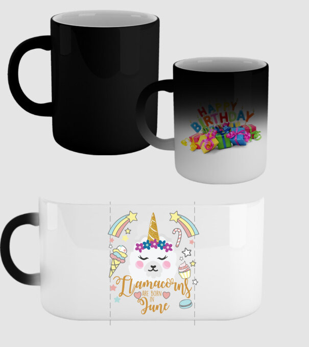 Llamacorns are born in June model negru pe tricou