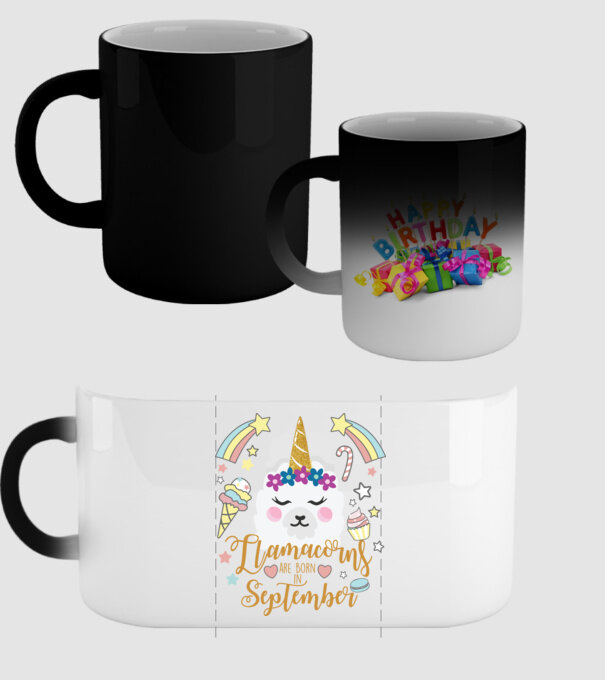 Llamacorns are born in September model negru pe tricou