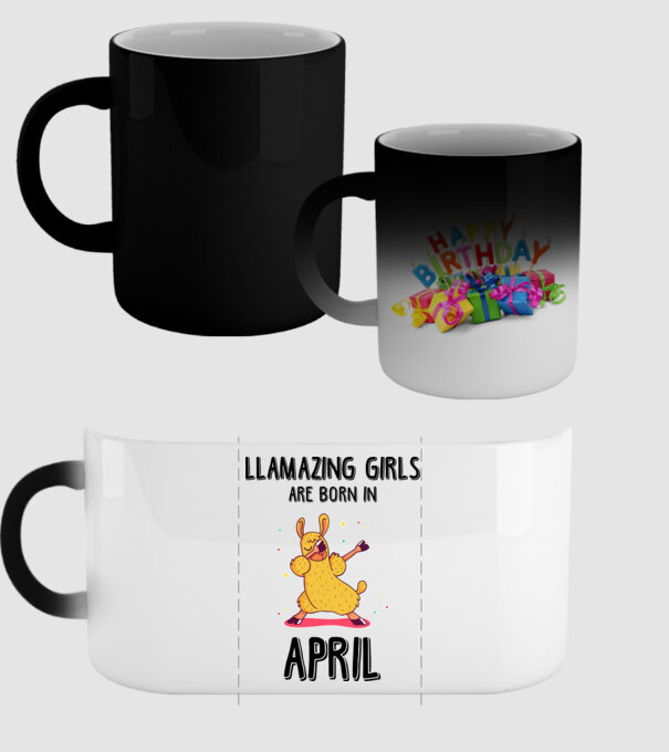 llamazing girls are born in april black model negru pe tricou