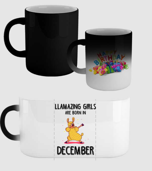 Llamazing girls are born in december black model negru pe tricou