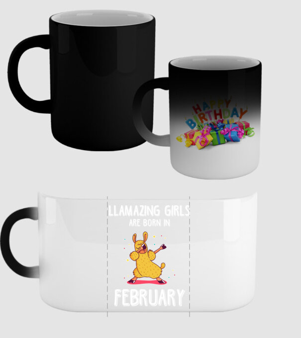 llamazing girls are born in february model negru pe tricou