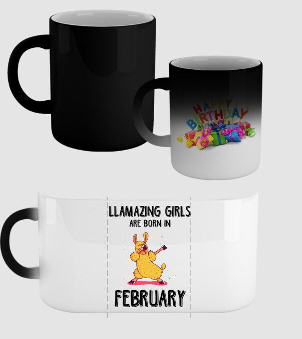 llamazing girls are born in february black model negru pe tricou