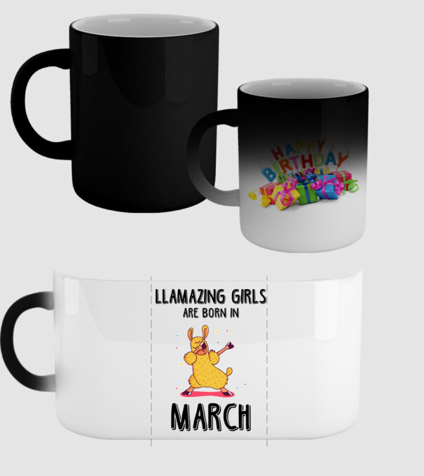 llamazing girls are born in march black model negru pe tricou