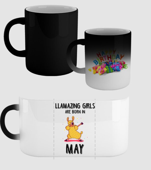 Llamazing girls are born in may black model negru pe tricou