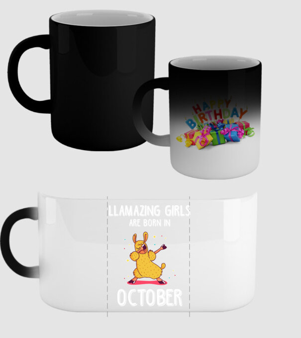 Llamazing girls are born in october model negru pe tricou