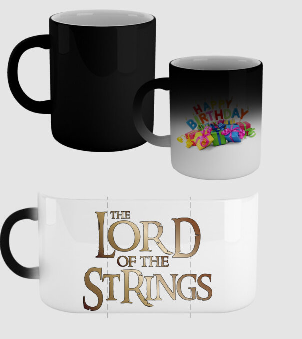 Lord of the Strings model negru pe tricou