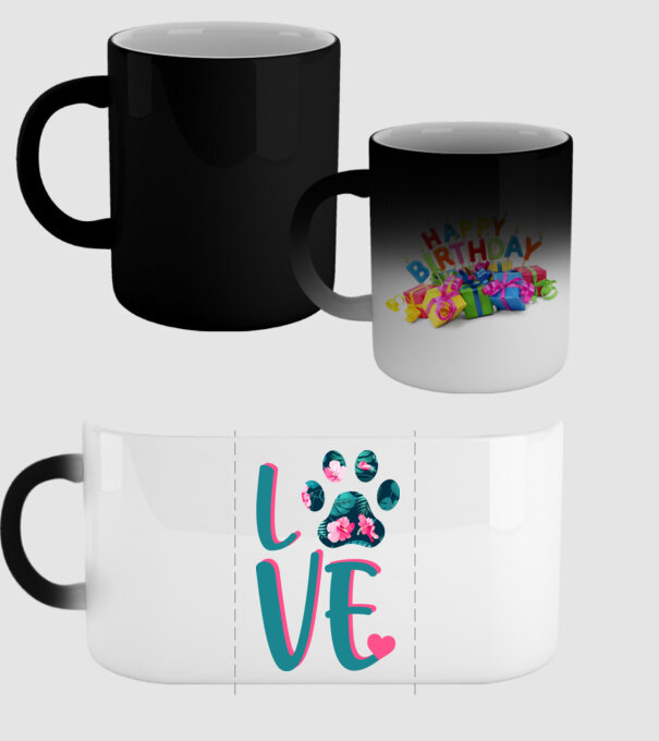 LOVE CÂINI model negru pe tricou