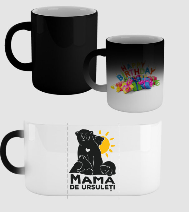 Mamă de ursuleți model negru pe tricou