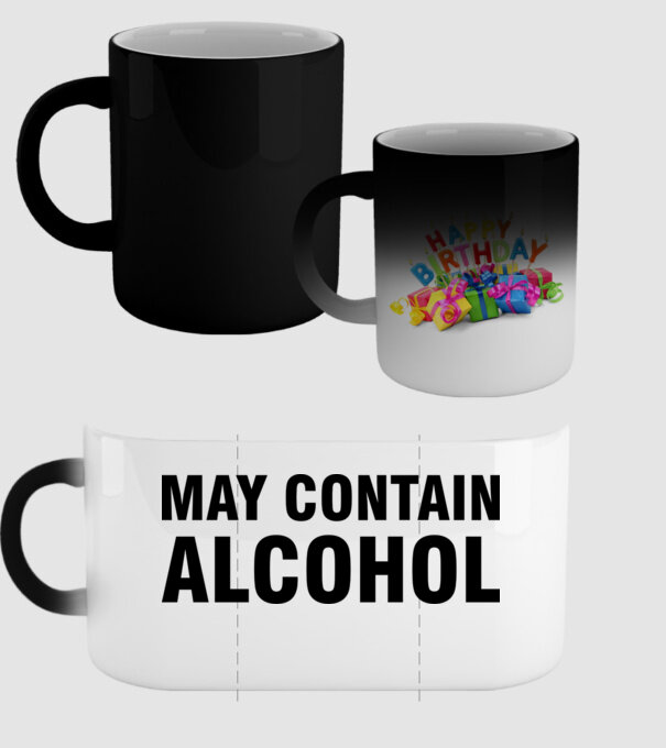 May contain alcohol model negru pe tricou
