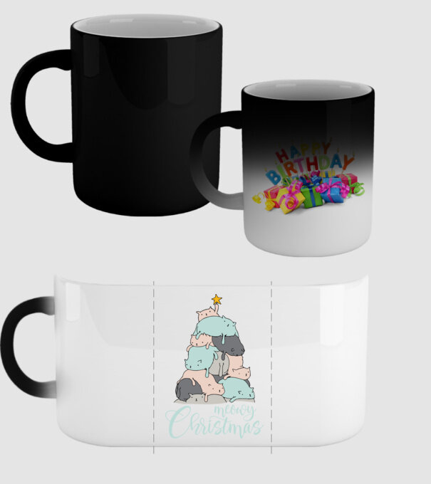 Meowy Christmas model negru pe tricou