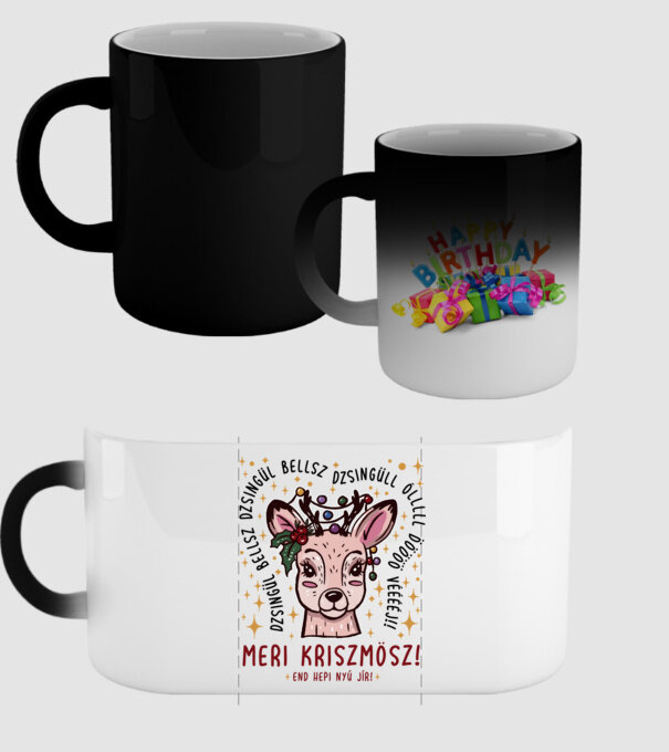 Cană dimensionată meri cristmăs djingăl bel model negru pe tricou