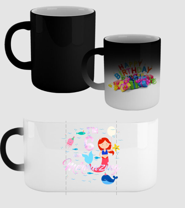 Mermazing Birthday 6 model negru pe tricou