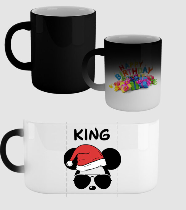 mickey santa king model negru pe tricou