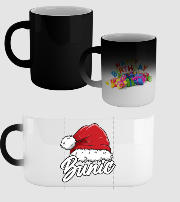 bunic Santa Hat model negru pe tricou