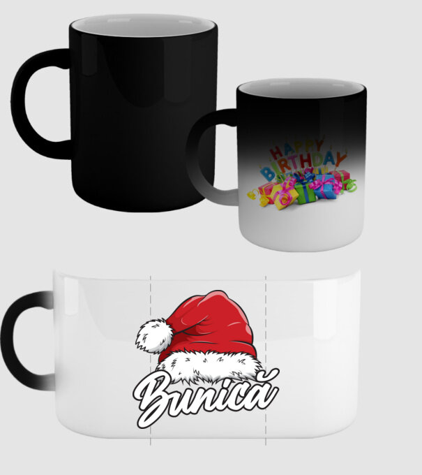 bunică Santa Hat model negru pe tricou