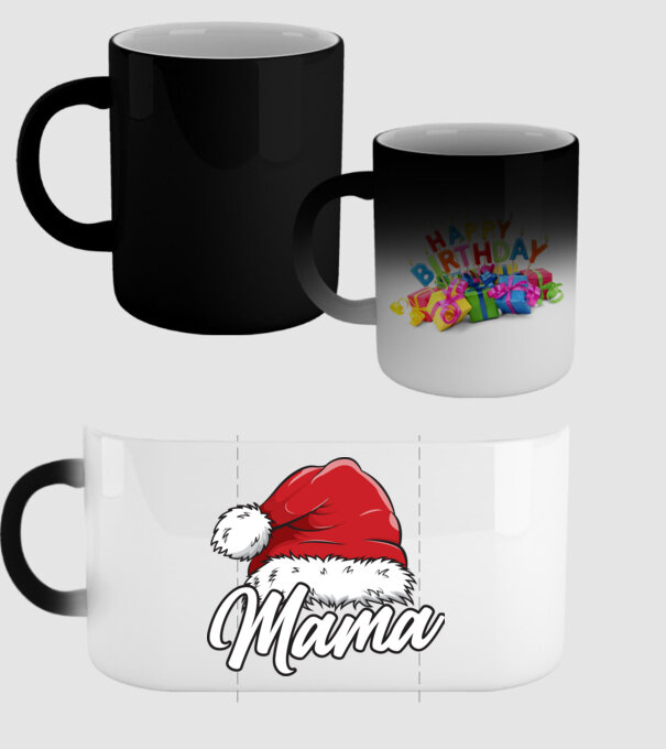 mama Santa Hat model negru pe tricou