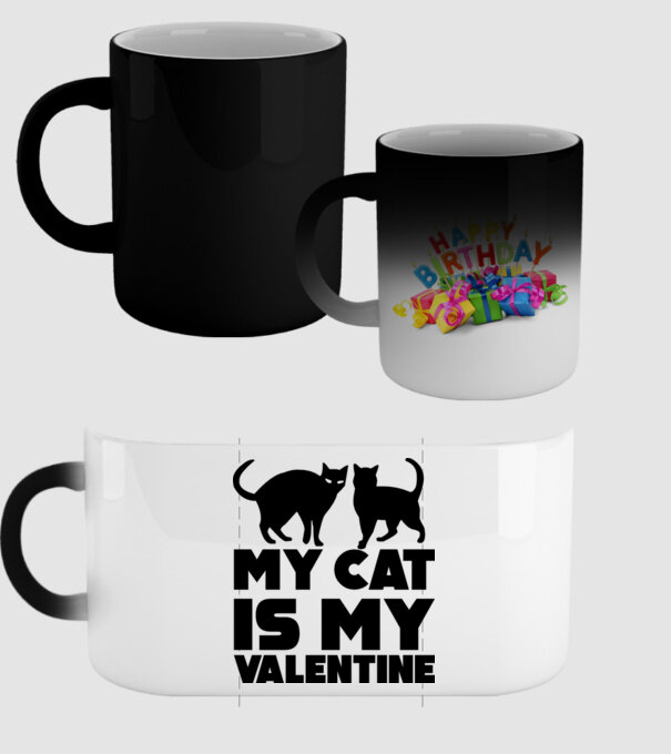 My cat is my valentine black model negru pe tricou