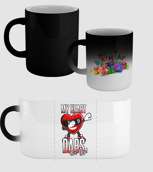 My Heart Dabs For You model negru pe tricou